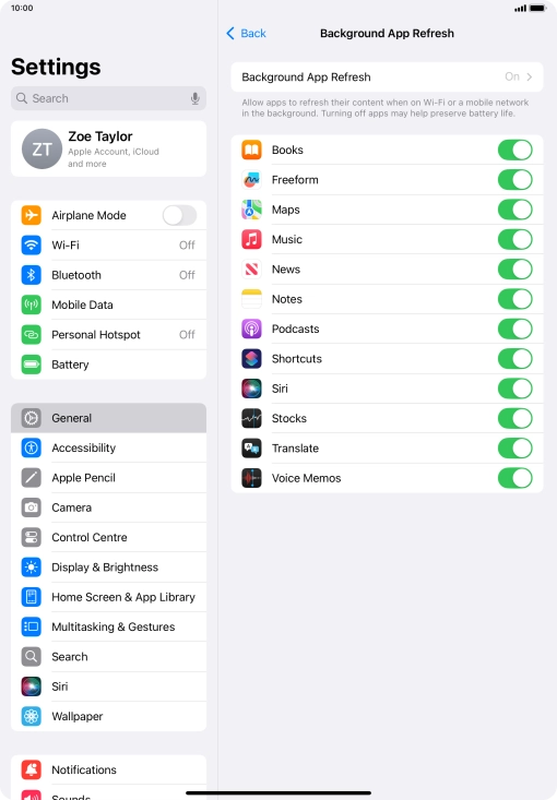 Press Background App Refresh. Press Background App Refresh.