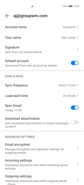 Press Account name and key in the required name. Press Account name and key in the required name.