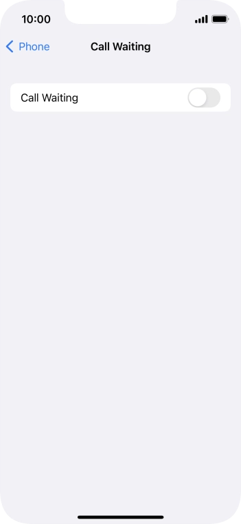 Press the indicator next to 'Call Waiting' to turn the function on or off.