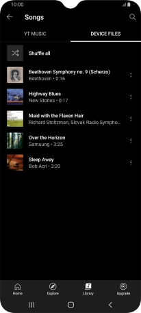Press the required audio file.