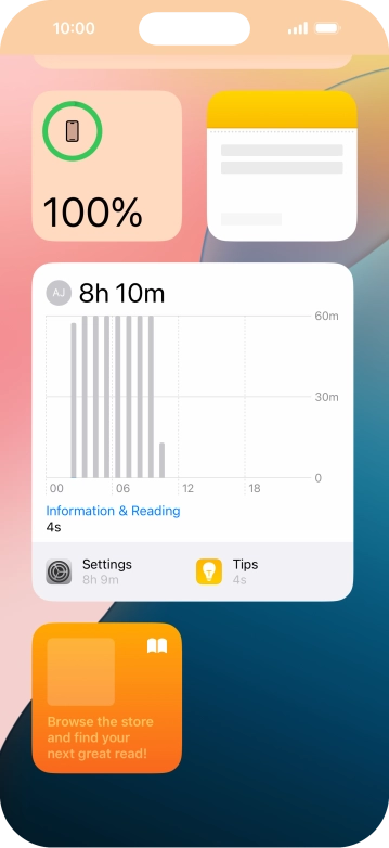 Press and hold the required widget until a pop-up menu is displayed. Press and hold the required widget until a pop-up menu is displayed.