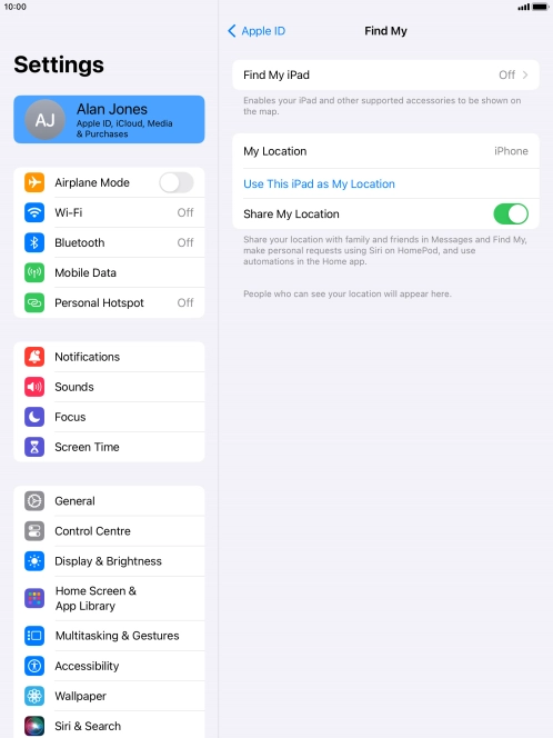 Press Find My iPad.