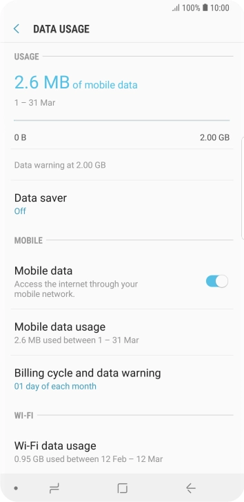 The total data usage is displayed.
