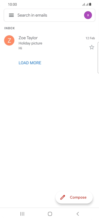 Press the email account icon. Press the email account icon.