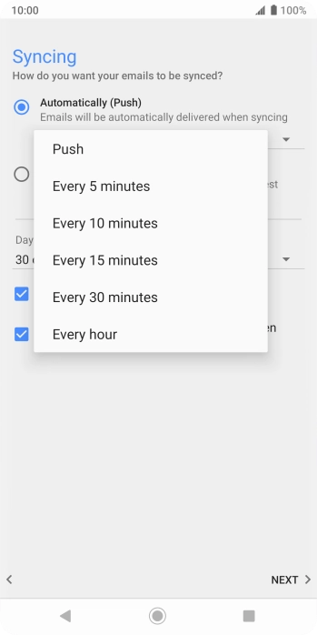Press the required setting. Press the required setting.