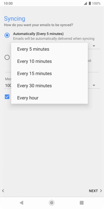 Press the required setting. Press the required setting.