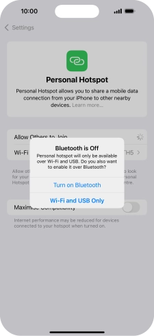 If WiFi is turned on, press Wi-Fi and USB Only.