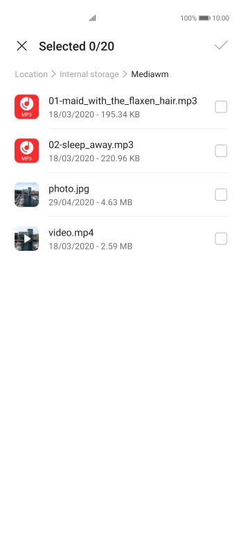 Press the required file. Press the required file.