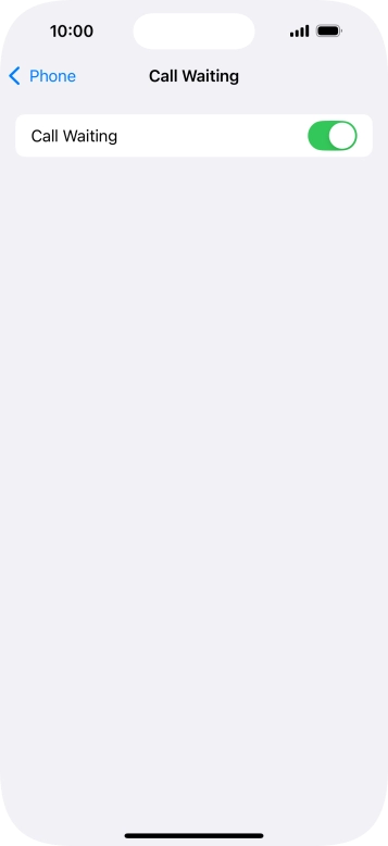 Press the indicator next to 'Call Waiting' to turn the function on or off.