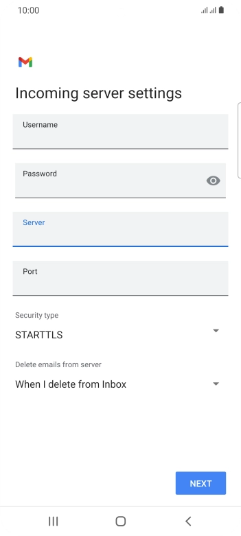 Press the field below 'Port' and key in 110. Press the field below 'Port' and key in 110.