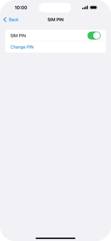 Press the indicator next to 'SIM PIN' to turn the function on or off.