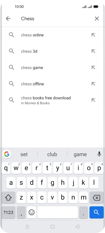 Key in the name or subject of the required app and press the search icon.