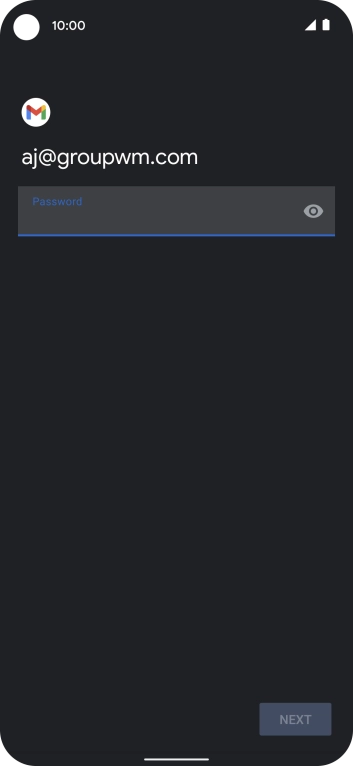 Press the field below 'Password' and key in the password for your email account. Press the field below 'Password' and key in the password for your email account.
