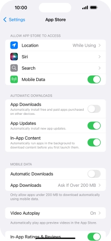Press the indicator next to 'App Downloads' to turn the function on or off.
