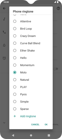 Press Add ringtone and go to the required ring tone.