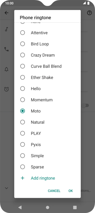 Press Add ringtone and go to the required ring tone.