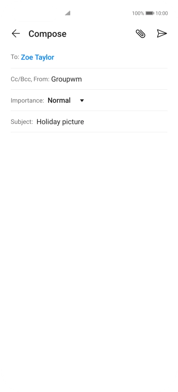 Press the text input field and write the text for your email. Press the text input field and write the text for your email.