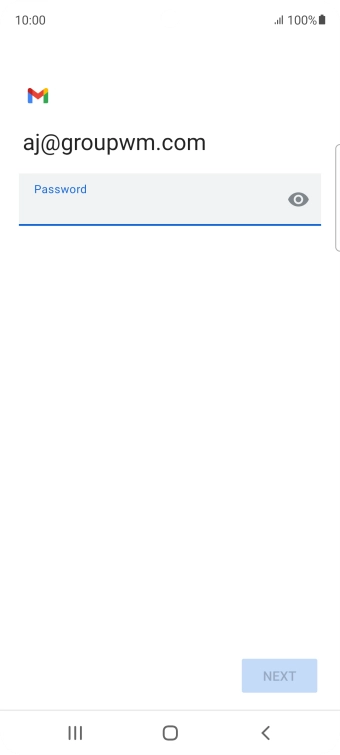 Press the field below 'Password' and key in the password for your email account. Press the field below 'Password' and key in the password for your email account.