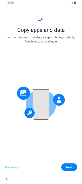 You can transfer the contents of another phone to your phone when it's activated for the first time and after a factory reset. When this screen is displayed, your phone is ready to transfer contents from another phone.