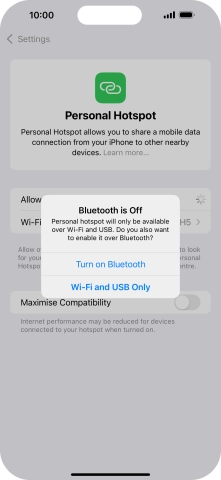 If WiFi is turned on, press Wi-Fi and USB Only.