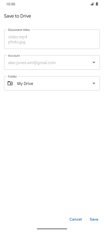 Press the field below 'Folder' and go to the required folder.