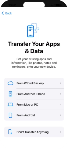 You can transfer content from an Android phone when your phone is activated for the first time and after a factory reset. When this screen is displayed, your phone is ready to transfer content from an Android phone.