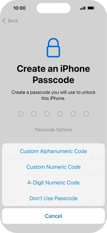 Follow the instructions on the screen to turn on the phone lock code or press Don't Use Passcode. Follow the instructions on the screen to turn on the phone lock code or press Don't Use Passcode.