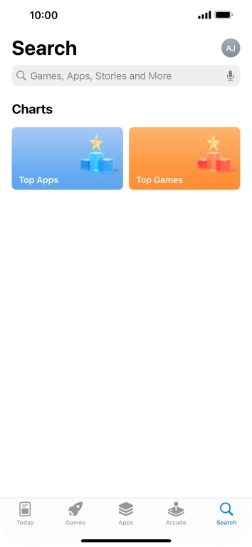Press the search field and key in the name or subject of the required app.