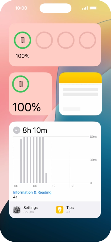 Slide your finger up or down on the screen to see more widgets. Slide your finger up or down on the screen to see more widgets.