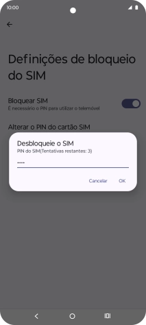 Introduza o seu código PIN e prima OK.
