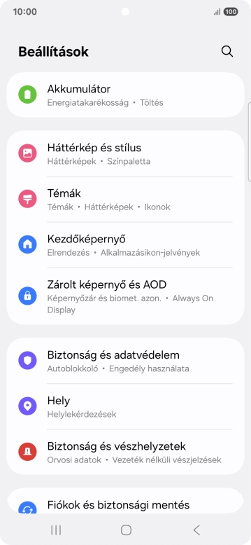 Válaszd a Zárolt képernyő és AOD lehetőséget.