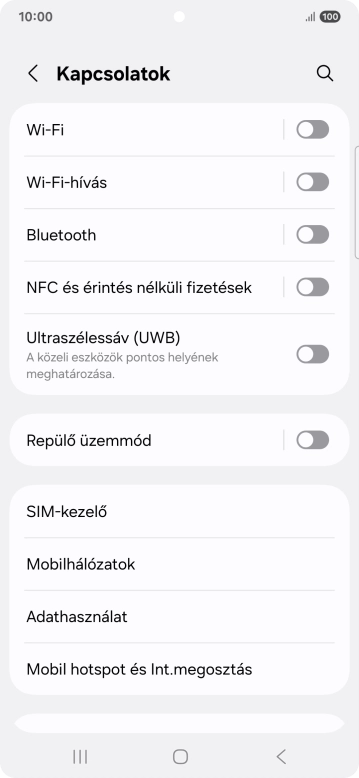 Válaszd a Bluetooth lehetőséget.