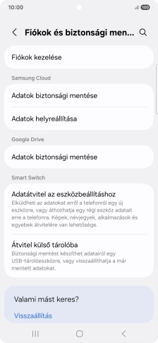 Válaszd a Fiókok kezelése lehetőséget.