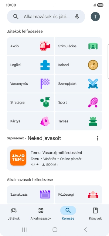 Kattints a keresés mezőre.