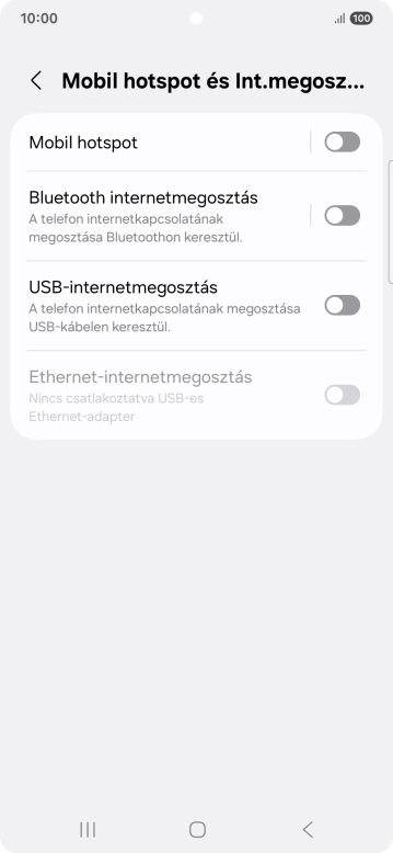 Válaszd a Mobil hotspot lehetőséget.