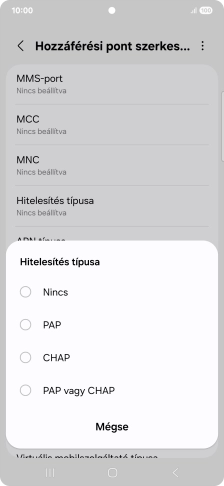 Válaszd az PAP lehetőséget.