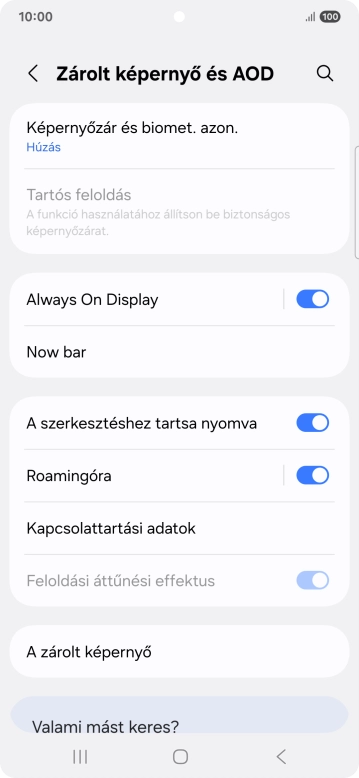 Válaszd a Képernyőzár és biomet. azon. lehetőséget.