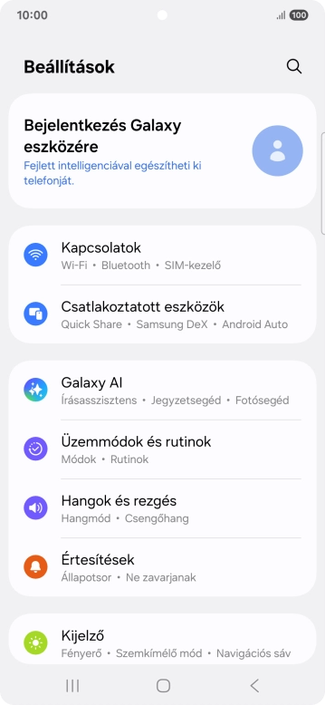Válaszd a Kapcsolatok lehetőséget.