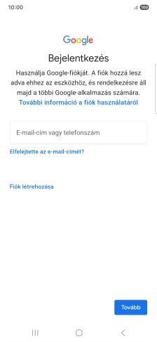 Amennyiben nincs Google-fiókod, válaszd a Fiók létrehozása lehetőséget, és kövesd a képernyőn megjelenő utasításokat egy új fiók létrehozásához.