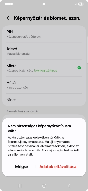 Válaszd az Adatok eltávolítása lehetőséget.