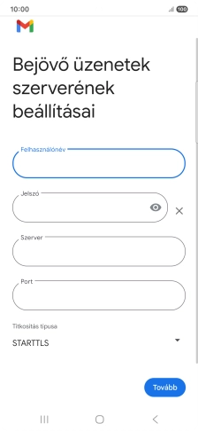 Kattints a „Szerver” alatti mezőre, és írd be az e-mail szolgáltatód bejövő szerverének a nevét.