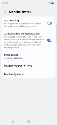 Válaszd a Hozzáférési pontok neve lehetőséget.