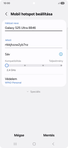 Kattints a „Hálózat neve” alatti mezőre, és írd be a Wi-Fi hotspot kívánt nevét.