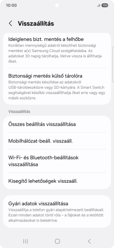 Válaszd a Gyári adatok visszaállítása lehetőséget.