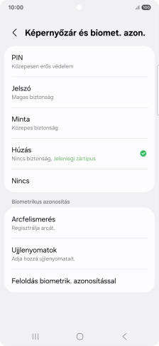 Válaszd az Ujjlenyomatok lehetőséget.