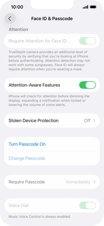 Press Turn Passcode On and key in a lock code of your own choice twice.