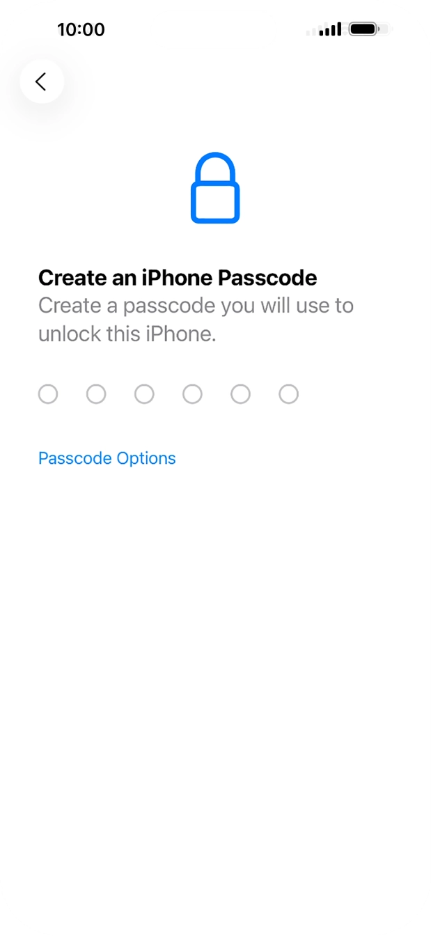 Press Passcode Options.