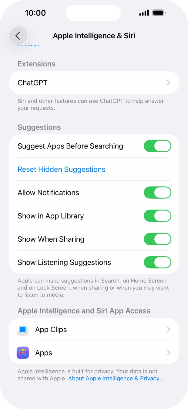 Press ChatGPT and follow the instructions on the screen to turn use of ChatGPT on or off.