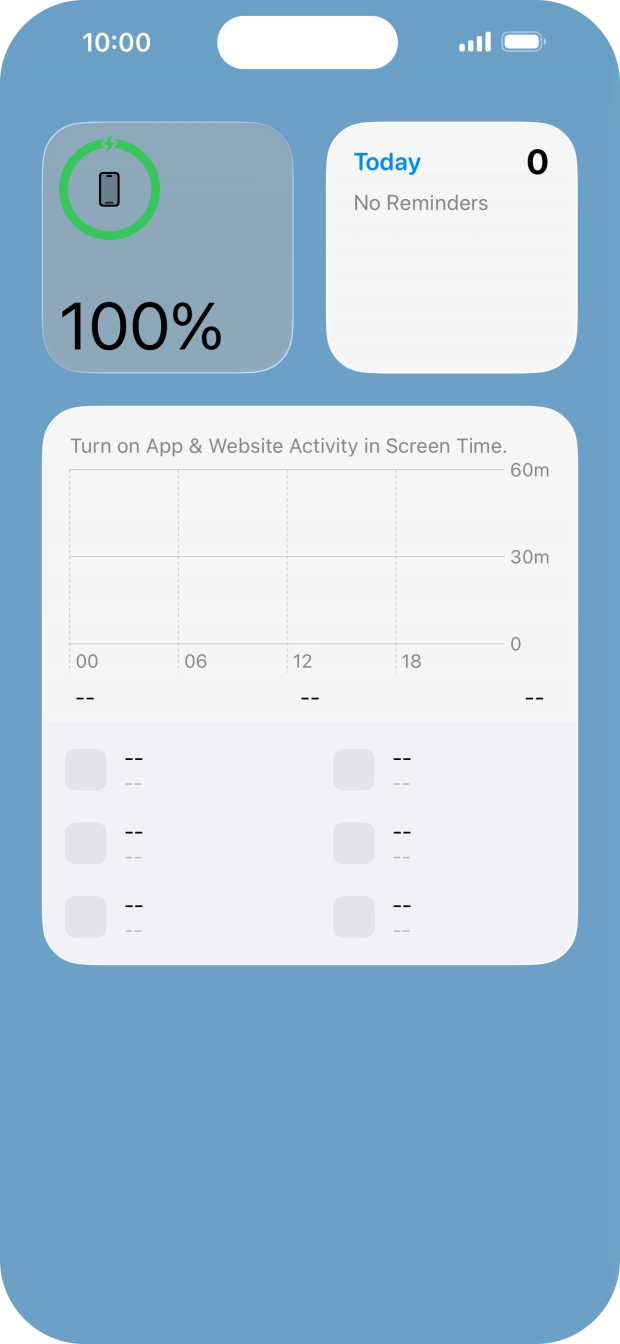 Slide your finger up or down on the screen to see more widgets.
