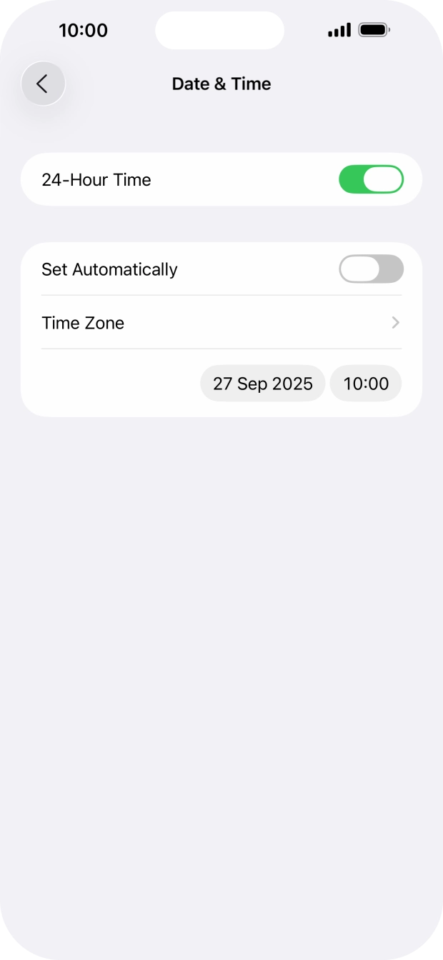 Press the indicator next to 'Set Automatically' to turn on the function.